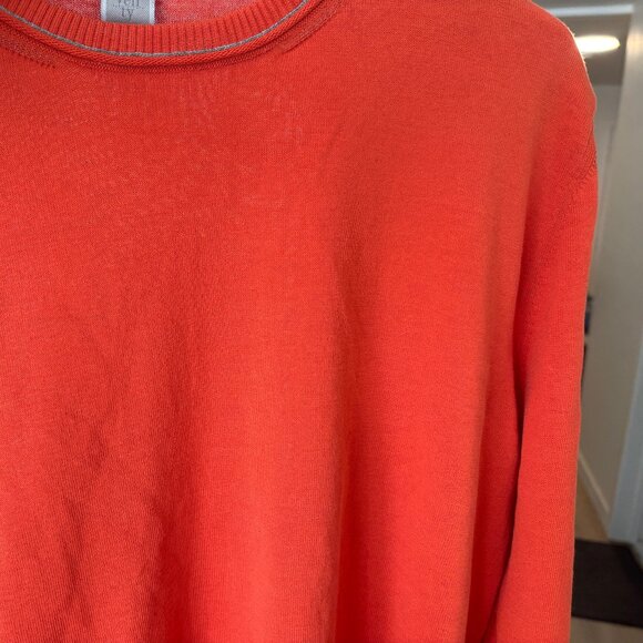 $635 Eleventy Platinum Crewneck Slim Fit Cotton Sweater in Orange - Medium - Picture 6 of 10